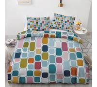 Housse de Couette 140x200 cm Géométrique Parure de Lit 1 Personnes Abstrait Moderne, Housse Couette Imprimé Réversible avec 2 Taies d'oreiller 65x65 cm