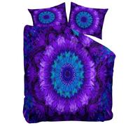Housse de Couette 140x200 cm Motif Mandala Effet Visuel Violet Ensembles de Housses de Couette en Polycoton Douce avec 2 Taies d'oreiller 65x65 cm, 3 Pièces Parure de Lit 1/2 Personnes