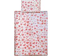 Housse de Couette 140x200 Cœur Parure de Lit 1 Personne Cœur Rouge Imprimée 3D Microfibre Douce Amour Housse Couette Réversible avec 1 Taie d'oreiller b2797