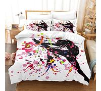 RAMOTE Housse de Couette 140x200 Danseuse, Parure de Lit Graffitis de Couleur 1 Personne, Imprimée Microfibre Housse Couette Danseuse, 2 Taies d'oreiller 65x65 cm