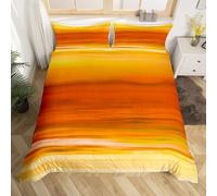 Housse de Couette 140x200 Dégradé Orange Parure de Lit 1 Personne 3D Vogue Ensemble de Literie en Microfibre avec Fermeture Éclair et 1 Taies d'oreiller 65x65 cm b/1948
