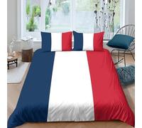 Housse de Couette 140x200 Drapeau Français Parure de Lit 1 Personne Ensemble de Literie en Microfibre Douce Thème Artistique 3D avec Fermeture Éclair et Taies d'oreiller 65x65 428-B