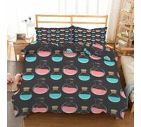 Housse de Couette 140x200 Effrayant Parure de Lit CrâNe Housse de Couettes Doux Respirant Microfibre avec Fermeture À Glissière et 2 Taie d'oreiller 65x65 cm -Ai1755