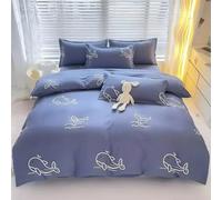 Housse de Couette 140x200 Enfant Baleine Dessin Animé, Parure de Lit 1 Personne, Housse Couette en Microfibre Vie Marine Linge de Lit avec Fermeture Éclair et 2 Taies d’Oreiller 65x65 cm &M165