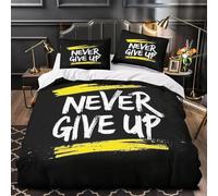 Housse de Couette 140x200 Enfant Citations Drôles 3D Parure de Lit 1 Personne en Microfibre Mots Créatifs 3 Pièces Ensemble de literie Noir avec Fermeture Éclair et 2 Taies d'oreiller G.292