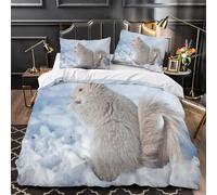 Housse de Couette 140x200 Enfant écureuil Mignon 3D Parure de Lit 1 Personne en Microfibre Faune Sauvage 3 Pièces Ensemble de literie Gris avec Fermeture Éclair et 2 Taies d'oreiller h-2486