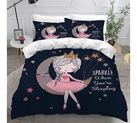 Housse de Couette 140x200 Enfant Jolie Fille Parure de lit 1 Personne Fille Garçon Microfibre 3D étoiles De l'espace Ensemble de literie 3 pièces avec Fermeture Éclair et 2 Taies d'oreillers