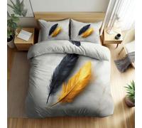 Housse de Couette 140x200 Enfant Plume Parure de lit 1 Personne Motif de Plumes Set de Housse Couette Microfibre 3D Ensemble de Literie avec 2 Taies d'oreiller D-1256