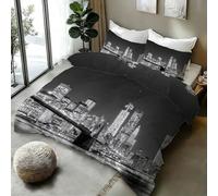 Housse de Couette 140x200 Enfant Pont De Brooklyn 3D Imprimé Réversible Parure de Lit 1 Personne Nachtansicht Douce Microfibre 3 Pièces Literie avec Fermeture éclair et 2 Taie d'oreiller A-3