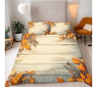 Housse de Couette 140x200 Feuille D'érable 3D Imprimé Parures de Lit Pont Douceur Microfibre 1 Personne Literie avec Fermeture Éclair et Taie d'oreiller 65x65 c1039