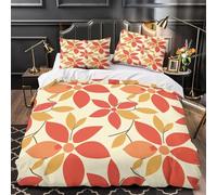 Housse de Couette 140x200 Feuille Microfibre Douce Parures de Lit 1 Personne Imprimé 3D Plantes Housses Couette avec 2 Taies d'oreiller et Fermeture Éclair a.92