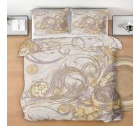 Housse de Couette 140x200 Fleur Rétro, Réversible Parure de Lit Fleur Art Nouveau, Ensemble de literie Microfibre avec Fermeture Éclair + 1 Taie d'oreiller 65x65cm