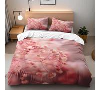 Housse de Couette 140x200 Fleur Rose Microfibre Douce Parures de Lit 1 Personnes Imprimé 3D Belles Fleurs Housses Couette avec 2 Taies d'oreiller et Fermeture Éclair g.6758