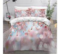 Housse de Couette 140x200 Fleur Rose Pâle Microfibre Douce Parures de Lit 1 Personnes Imprimé 3D Belles Fleurs Housses Couette avec 2 Taies d'oreiller et Fermeture Éclair g.7280