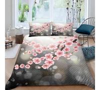 Housse de Couette 140x200 Fleurs de Cerisier Enfant Ado Parure de lit 140 x 200 cm Fleurs de Cerisier Imprimé 3D Housse Couette 1 Personne Style Japonais Douce Ensemble de Literie a.8197