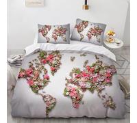 Housse de Couette 140x200 Fleurs et Herbes Sauvages Parures de Lit Ados 3D Imprimée Literie Set 3 Pièces Carte Microfibre Housse Couette 1 Personne avec 2 Taie d'oreiller F.3327
