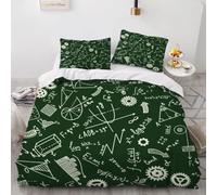 Housse de Couette 140x200 Géométrique Parure de Lit 1 Personne 3D Formules Mathématiques Ensemble de Literie en Microfibre avec Fermeture Éclair et 2 Taies d'oreiller 65x65 cm B-751
