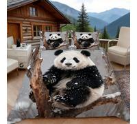 Housse de Couette 140x200 Impression de Panda, 1 Personne, Parure de Lit Animaux Mignons Microfibre avec 2 x Taie d'oreiller 65x65 cm avec Fermeture éclair