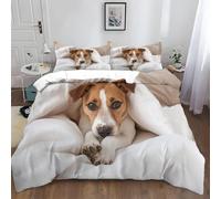 Housse de Couette 140x200 Jack Russel Terrier Enfant Ado Parure de lit 140 x 200 cm Chien Imprimé 3D Housse Couette 1 Personne Chiot Mignon Douce Ensemble de Literie avec Taie d'oreiller a.649