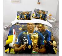 Housse de Couette 140x200 Kylian Mbappé, Parure de Lit 1 Personne - Sets de Housse Couette avec Taies d'oreiller - pour Enfants/garçons Et Filles