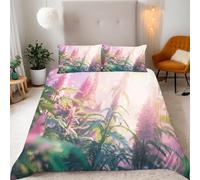 Housse de Couette 140x200 Lianes Fleuries 3D Imprimé Parures de Lit Lumière Violette Douceur Microfibre 1 Personne Literie avec Fermeture Éclair et Taie d'oreiller 65x65 c1177