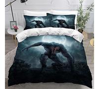 Housse de Couette 140x200 Loup-Garou, Lune Enfant 3D Motif Parure de Lit 1 Personne Halloween Housse de Couette avec Fermeture Éclair Microfibre ado Fille Garcon avec 2 Taies d'oreiller