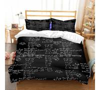 Housse de Couette 140x200 Mathématiques Parure de Lit Calcul Scientifique 3D Ultra Doux Respirante Microfibre Housse Couette 1 Personne avec Fermeture Éclair et 2 Taies d'oreiller 65x65 g.49