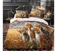 Housse de Couette 140x200 Meute de Beagles 3D Parure de Lit Chiens de Compagnie en Microfibre Doux Housses Couettes 1 Personne avec Fermeture Éclair avec 2 Taies d'oreiller 65x65 cm L.3697
