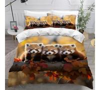 Housse de Couette 140x200 Panda Roux Imprimée 3D Animaux Mignons Parure de Lit 1 Personne Doux Microfibre Literie avec 2 Taies D'oreillers 65x65 cm avec Fermeture Éclair H.1537