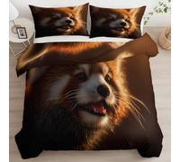 Housse de Couette 140x200 Panda Roux Parure de Lit 1 Personne Animaux Imprimée 3D Microfibre Douce Animaux Mignons Housse Couette Réversible avec 1 Taie d'oreiller 5748e
