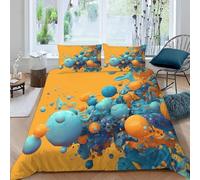 Housse de Couette 140x200 Peinture Liquide Parure de Lit 1 Personne Art Abstrait 3D Imprimée Literie Set House Couette Microfibre pièces et 2 Taies Oreiller pour Enfants M.3488