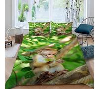 Housse de Couette 140x200 Singe Parure de Lit 1 Personne Animaux Imprimée 3D Microfibre Douce Singe Housse Couette Réversible avec 1 Taie d'oreiller m2077