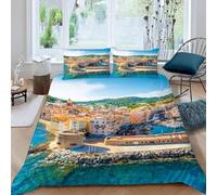 Housse de Couette 140x200 Sites Pittoresques Parure de Lit 1 Personnes Architecture Urbaine 3 Pièces en Microfibre Douce Impression 3D avec 2 Taies Oreiller 65x65 cm b-297