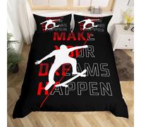 Housse de Couette 140x200 Skateboard Imprimée 3D Sports Extrêmes Parure de Lit 1 Personne Doux Microfibre Literie avec 2 Taies D'oreillers 65x65 cm avec Fermeture Éclair H.1069