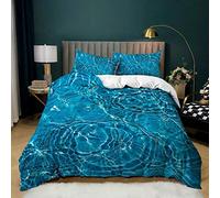 Housse de Couette 140x200 Vague d'eau Bleue Housse Couette 1 Personne Microfibre Parure de Lit Ultra-Doux Housses de Couettes avec Fermeture Eclaire - Inclure 2 Taies(50X75Cm)