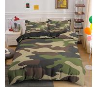 Housse de Couette 140x200 Vert Militaire 110g/㎡ Microfiber Parure de Lit Deco Chambre + One Piece Taie d'oreiller 65x65 Housse de Couette Lit Enfant Garçon Fille