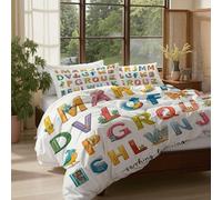 Housse de Couette 140x200cm avec 2 Taies d'oreiller 65x65cm,Lettres anglaises et amusantes «Je suis un élève naïf»,Parure de Lit en Microfibre avec Fermeture Éclair,Linge de Lit 2 Personnes,Crème