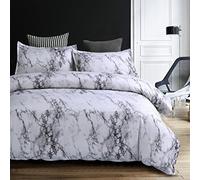 Housse de Couette 140x200cm Blanc Gris Marbre Motif Style Moderne Microfiber Housse de Couette avec Fermeture Éclair Fermeture Ensemble de Literie pour Garçons et Filles