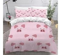 Housse de Couette 140x200cm Enfant Parure de Lit Mignon, Cochon, Animal , Rose Housse Couette Ado Garçon Fille 1 Personne ,2 Taies d'Oreillers 50x75cm,Douce Multicolore