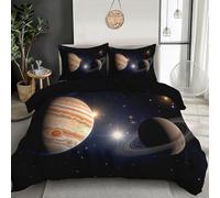 Housse De Couette 140X200Cm Jupiter Et Saturne Dans L'Espace, Merveilles Célestes Housse De Couette Réversible Ultra Douce Et Confortable Pour Enfants Et Adultes, Parure Avec 1 Taies D'Oreiller