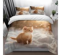 Housse De Couette 150X200 Cat Jaune Imprimé Ensembles De Housses De Couette en Microfibre Brossée Douce, avec 2 Taie d'oreiller
