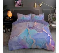 Housse de Couette 150x200 Enfant Marbre Violet Imprimé Motif Parure de Lit Art Abstrait 1 Personne, Linge de Lit avec Fermeture Eclair avec 2 Taies d'oreiller 65x65 -G2