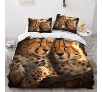 Housse de Couette 150x200 Faune, Guépard Parure de Lit 1 Personne 3D Imprimée Microfibre Hiver, Parure de Lit 150x200 avec 2 Taies d'oreiller 65x65 cm FF276