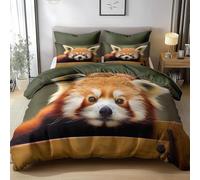 Housse de Couette 150x200 Panda Roux Parure de lit 1 Personne Animaux Mignons 3D Imprimée Doux Literie Set Microfibre Housses Couettes avec Fermeture Éclair et 2 Taies d'oreiller G-2495