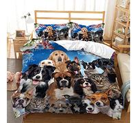 Housse De Couette 150X200 Types De Chiens Couette 1 Personne Imprimé Housses De Couettes - Housse De Couette Fermeture Éclair Éclair en Microfibre avec 2 Taie d'oreiller 50X75