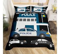 Housse de Couette 150x200 Voiture de Police, Garçon Parure de Lit 1 Personne 3D Imprimée Microfibre Hiver, Parure de Lit 150x200 avec 2 Taies d'oreiller 65x65 cm BB416