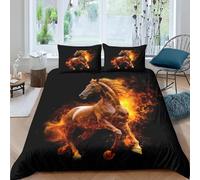 Housse De Couette 155X220 Cm Cheval Animal 3D HD, Parure De Lit en Microfibre avec 2 Taies d'oreiller, avec Fermeture Éclair, Convient Aux Enfants Et Aux Adultes - Anti-Allergie -17945188411