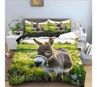 Housse de Couette 160x200 âne Parure de lit 1 Personne Imprimés Animaliers Set de Housse Couette Microfibre Imprimée 3D Ensemble de Literie avec 2 Taies d'oreiller B-2205