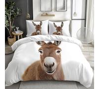 Housse de Couette 160x200 âne Parure de lit 1 Personne Imprimés Animaliers Set de Housse Couette Microfibre Imprimée 3D Ensemble de Literie avec 2 Taies d'oreiller B-2379