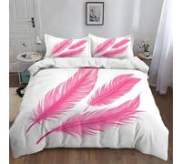 Housse de Couette 160x200 Animal à Plumes Parure de Lit Rose Ultra Doux Respirante Microfibre Literie Set 1 Personne avec Fermeture Éclair avec 2 Taies d'oreiller R.2318